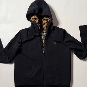 Vtg Victoria Secret Fur Lines Bling Zip Up